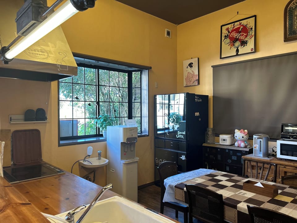 Fridge, shared microwave