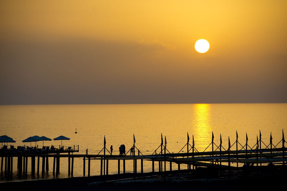 Private beach, sun loungers, beach umbrellas, water skiing