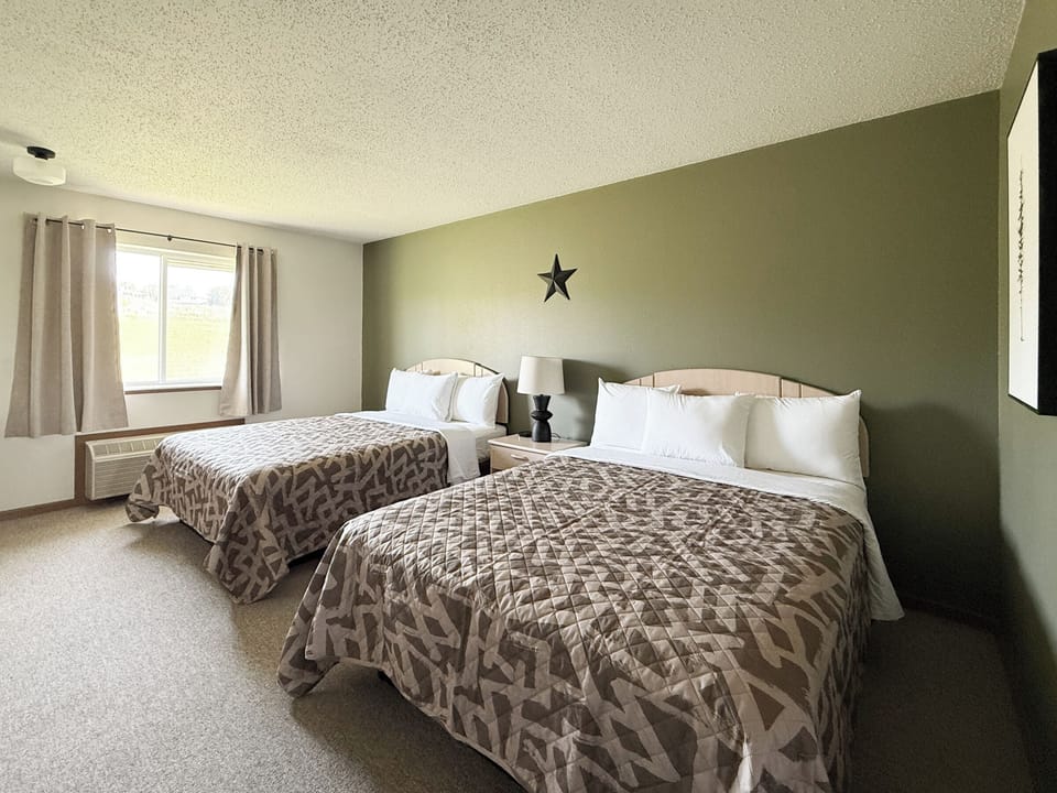 Standard Double Room, 2 Queen Beds, Non Smoking | Laptop workspace, blackout drapes, iron/ironing board, free WiFi