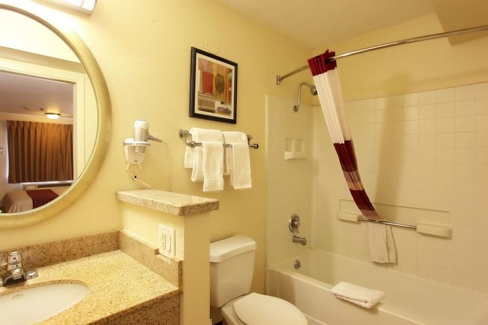 Room, 1 Queen Bed, Non Smoking | Bathroom | Combined shower/tub, free toiletries, towels