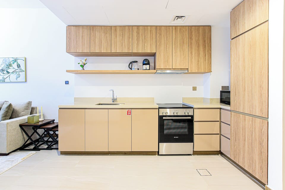 Apartment, Balcony, City View | Private kitchen | Espresso maker, electric kettle