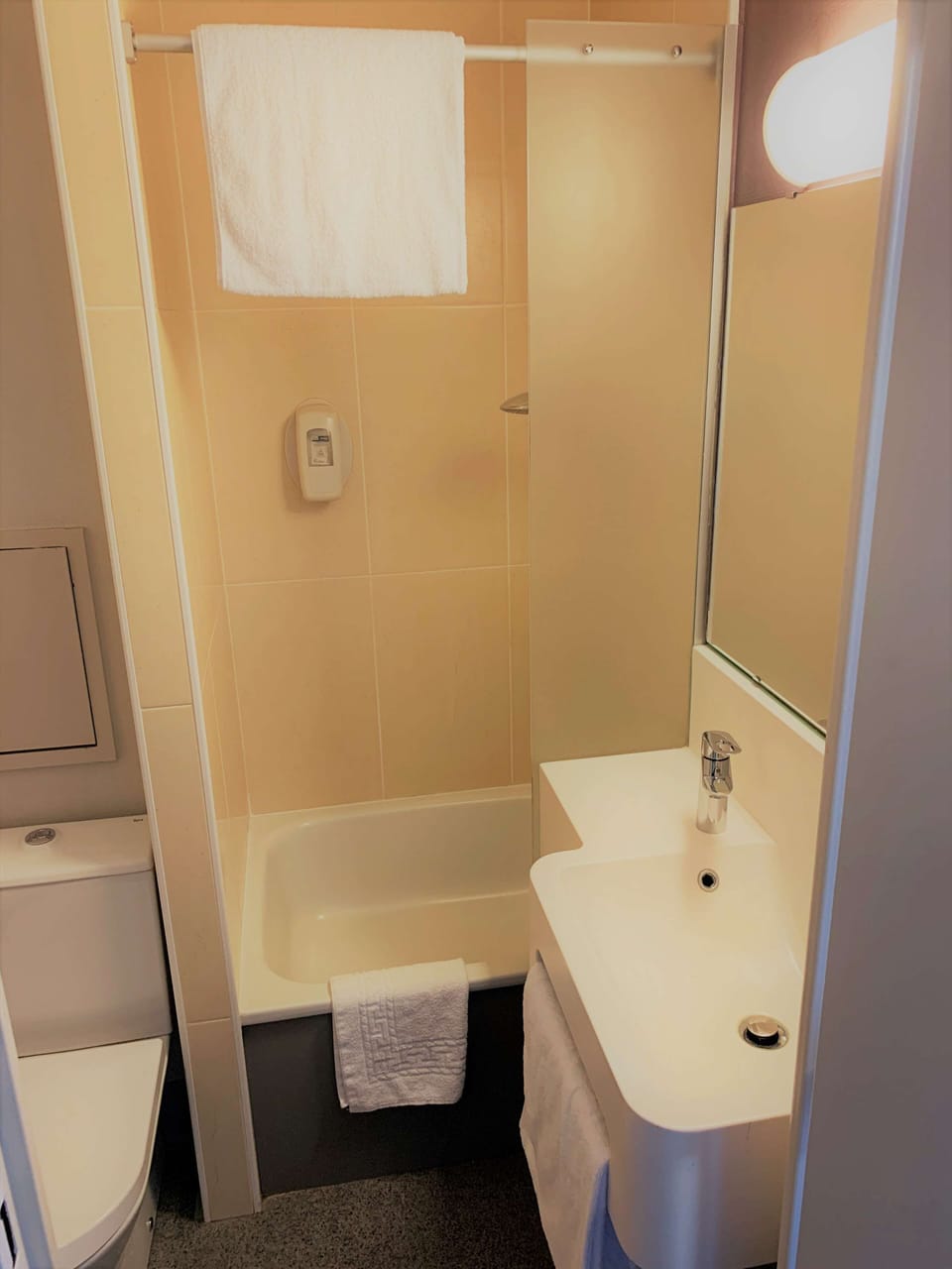 Shower, eco-friendly toiletries, towels