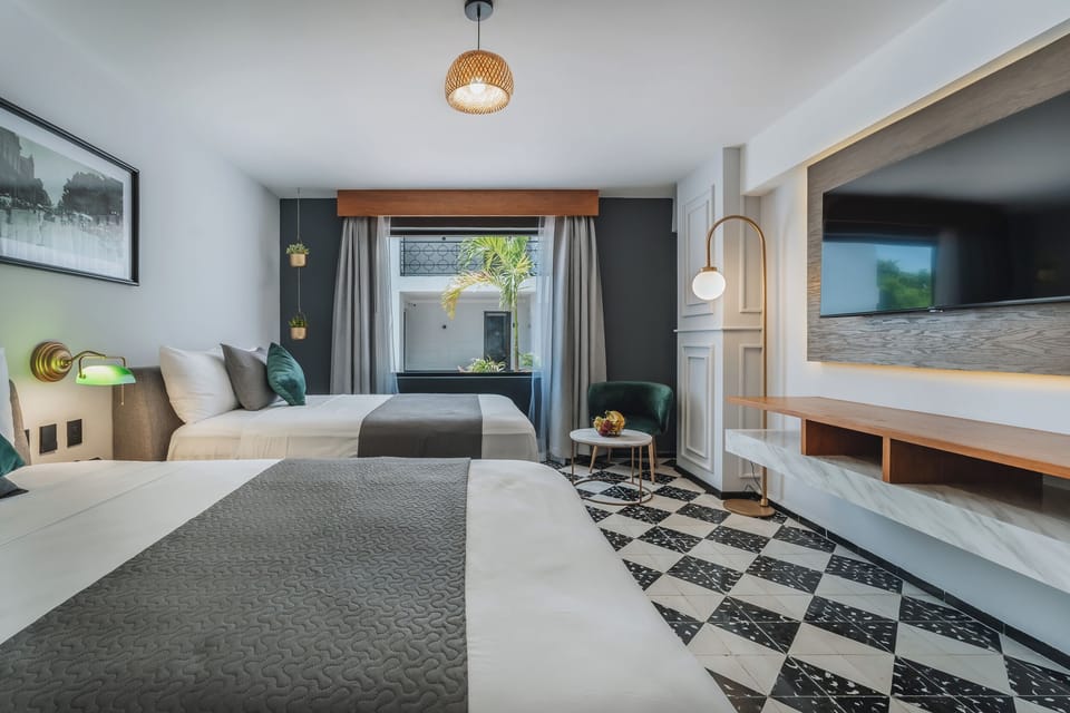 Superior Double Room, 2 Double Beds, City View | Premium bedding, minibar, in-room safe, desk