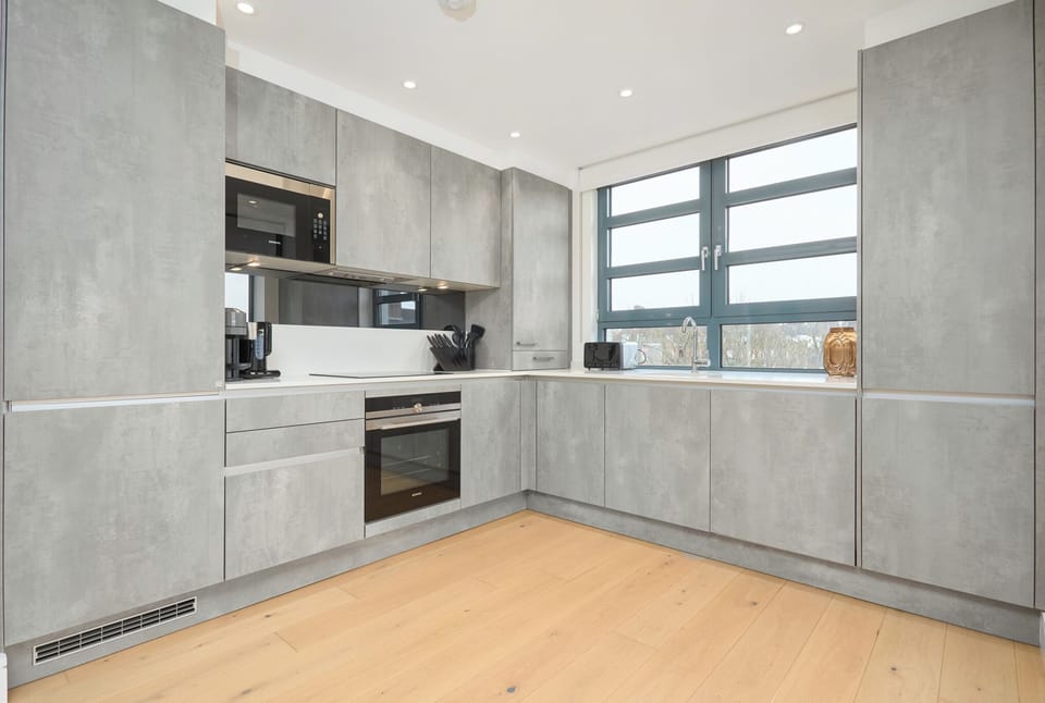 Deluxe Apartment, Balcony | Private kitchen | Full-size fridge, microwave, oven, stovetop