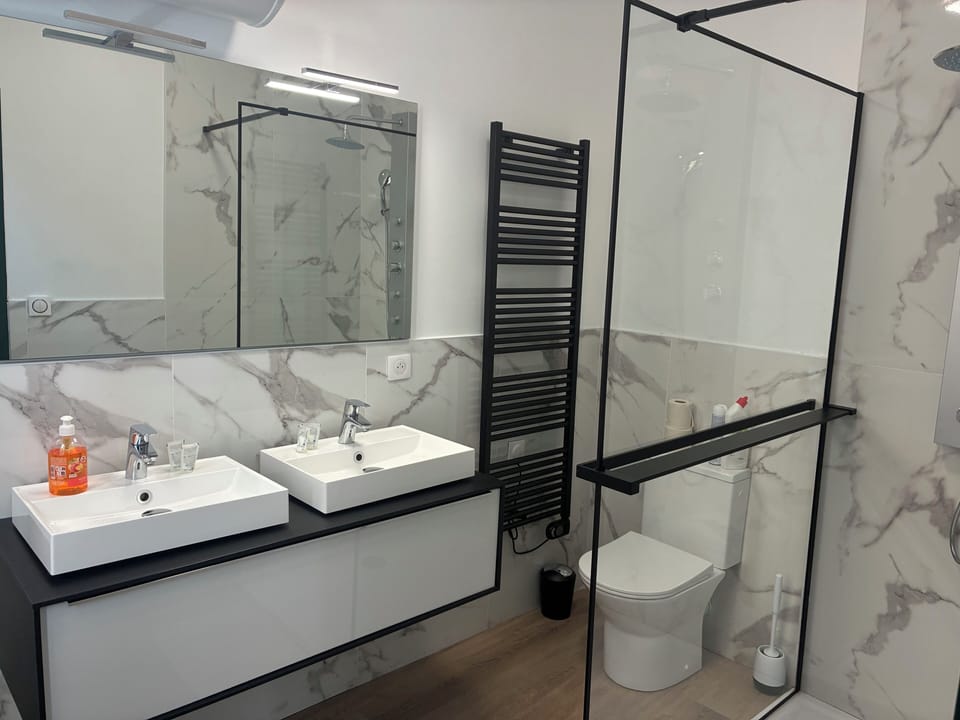 Deluxe Double Room, Courtyard View | Bathroom | Shower, free toiletries, hair dryer, soap