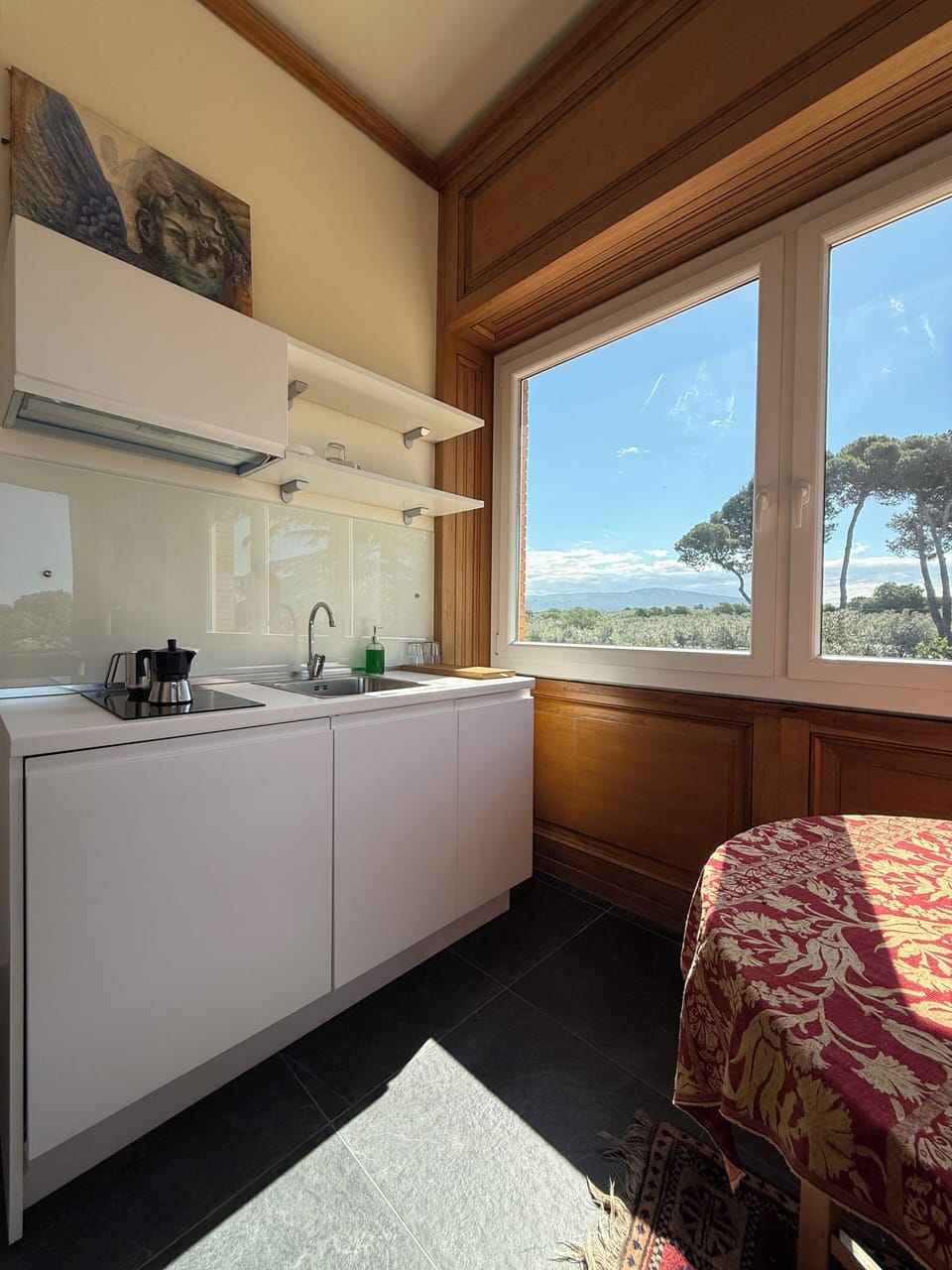 Comfort Apartment, Balcony, Garden View | Private kitchen | Full-size fridge, stovetop, cookware/dishes/utensils