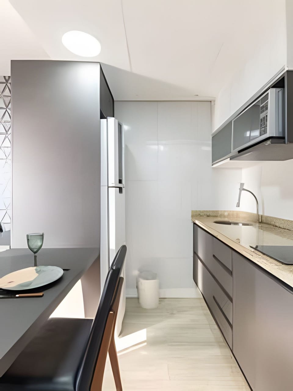 Apartment | Private kitchen | Fridge, microwave, stovetop, cookware/dishes/utensils
