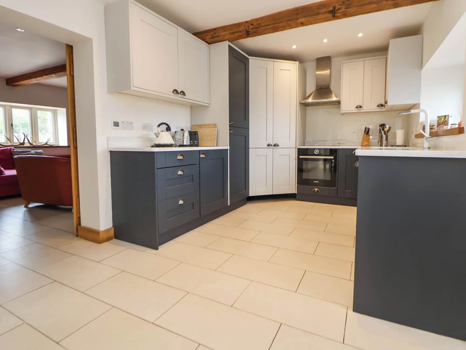 Fridge, dishwasher, toaster, cookware/dishes/utensils