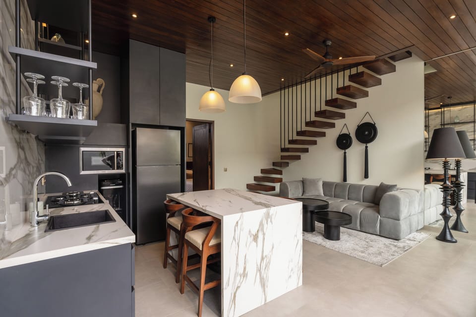 Deluxe Villa, 2 Bedrooms, Balcony, Pool View | Living area | 40-inch Smart TV with digital channels
