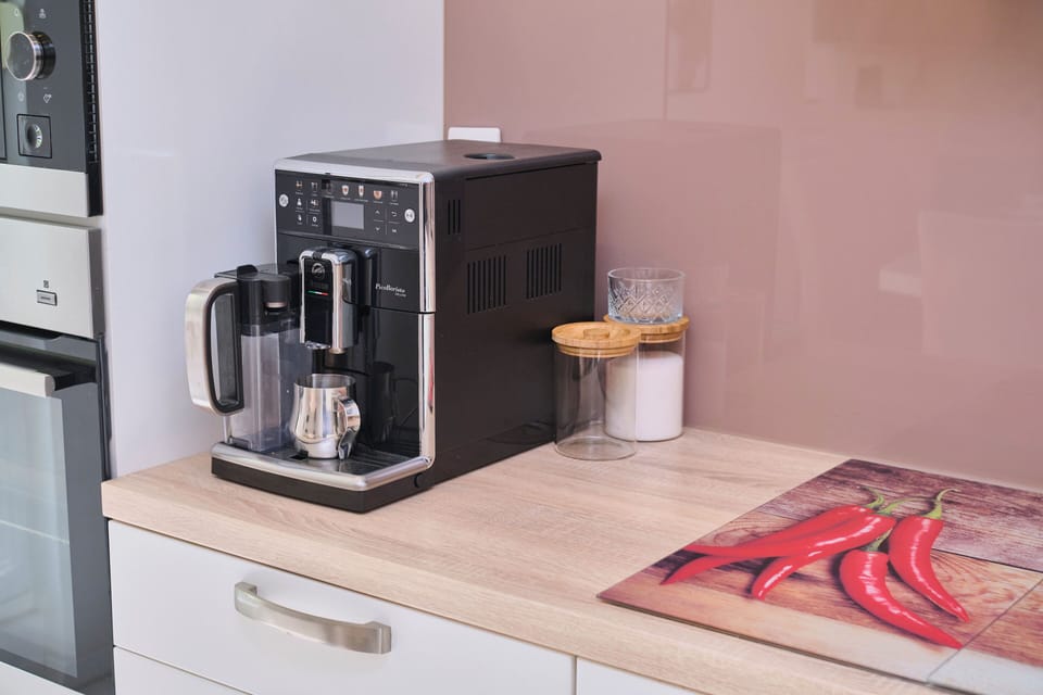 Full-size fridge, microwave, oven, stovetop
