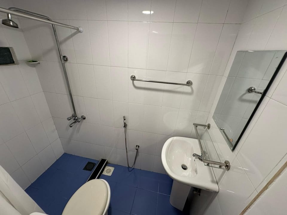 Shower, bidet, towels, soap