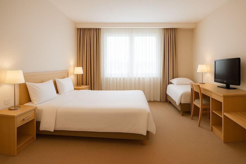 Premium bedding, minibar, desk, laptop workspace