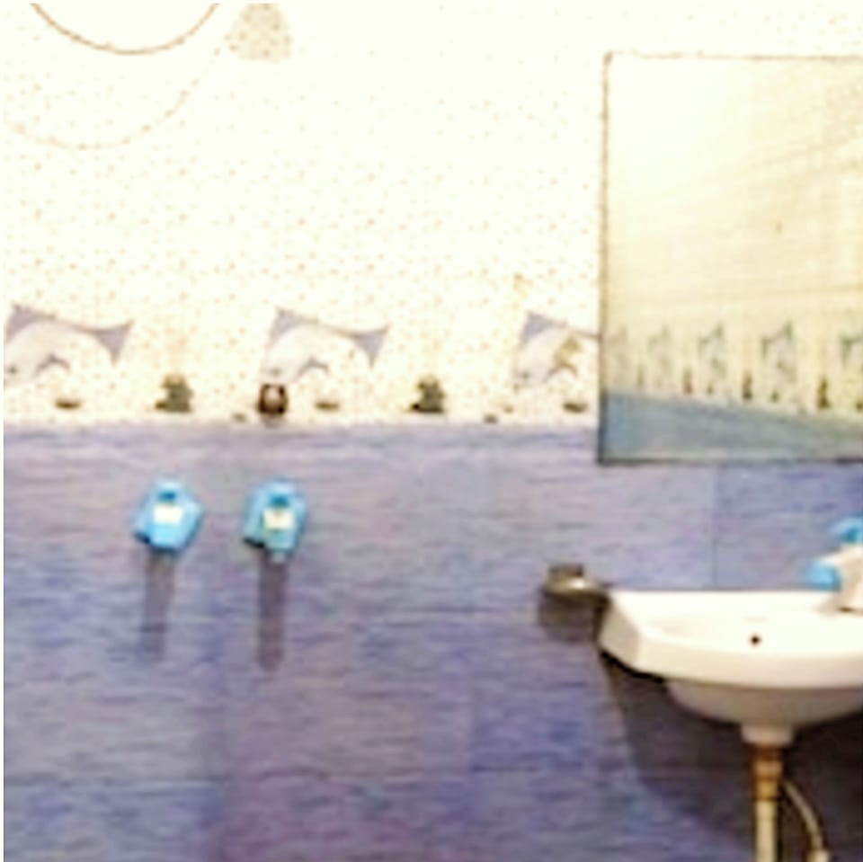 Shower, free toiletries, slippers, towels