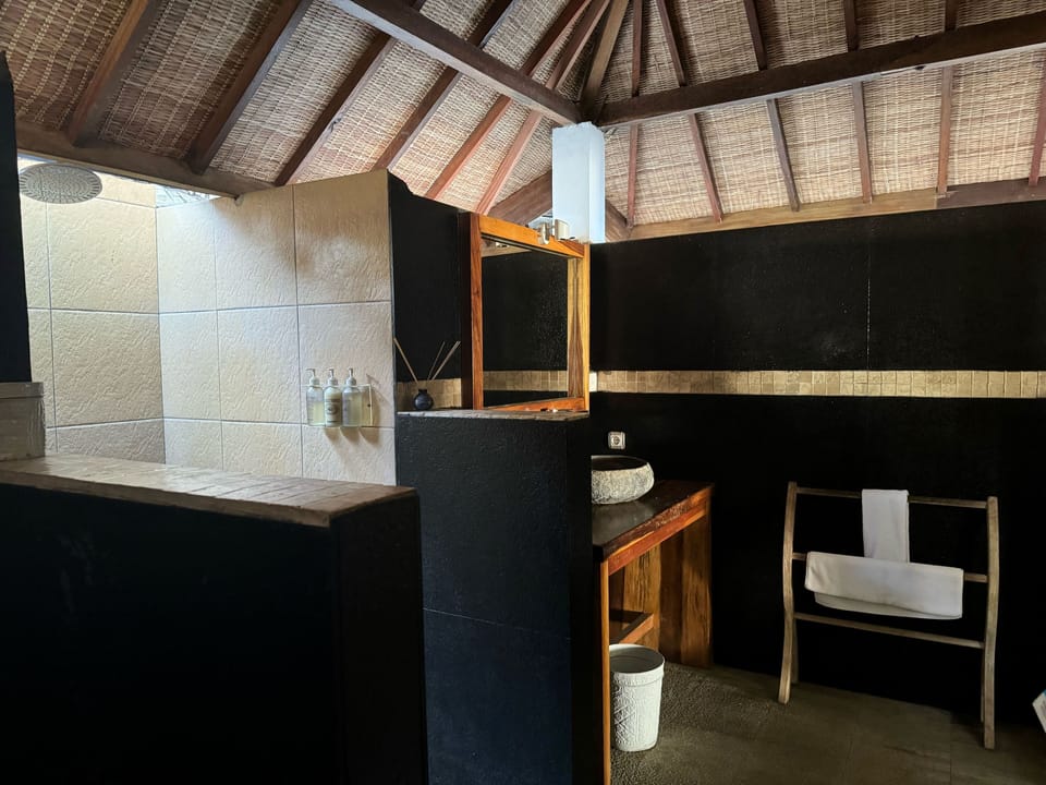 Shower, free toiletries, hair dryer, bathrobes