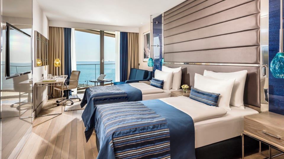Premium Room, Multiple Beds, Sea View (Side Sea View) | Premium bedding, down comforters, memory foam beds, minibar