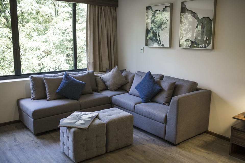 Junior Suite, 1 King Bed, City View | Living area | 50-inch flat-screen TV with cable channels, TV
