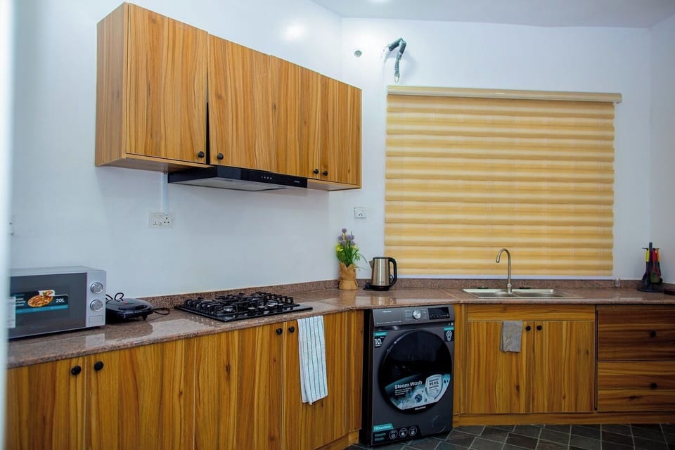 Economy Apartment, Balcony, City View | Private kitchen | Fridge, microwave, oven, stovetop