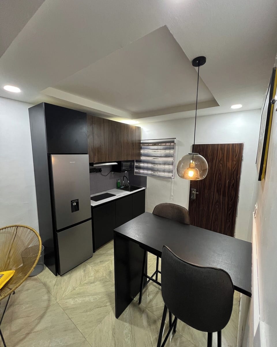 Family Apartment, Balcony, City View | Private kitchen | Fridge, microwave, oven, stovetop