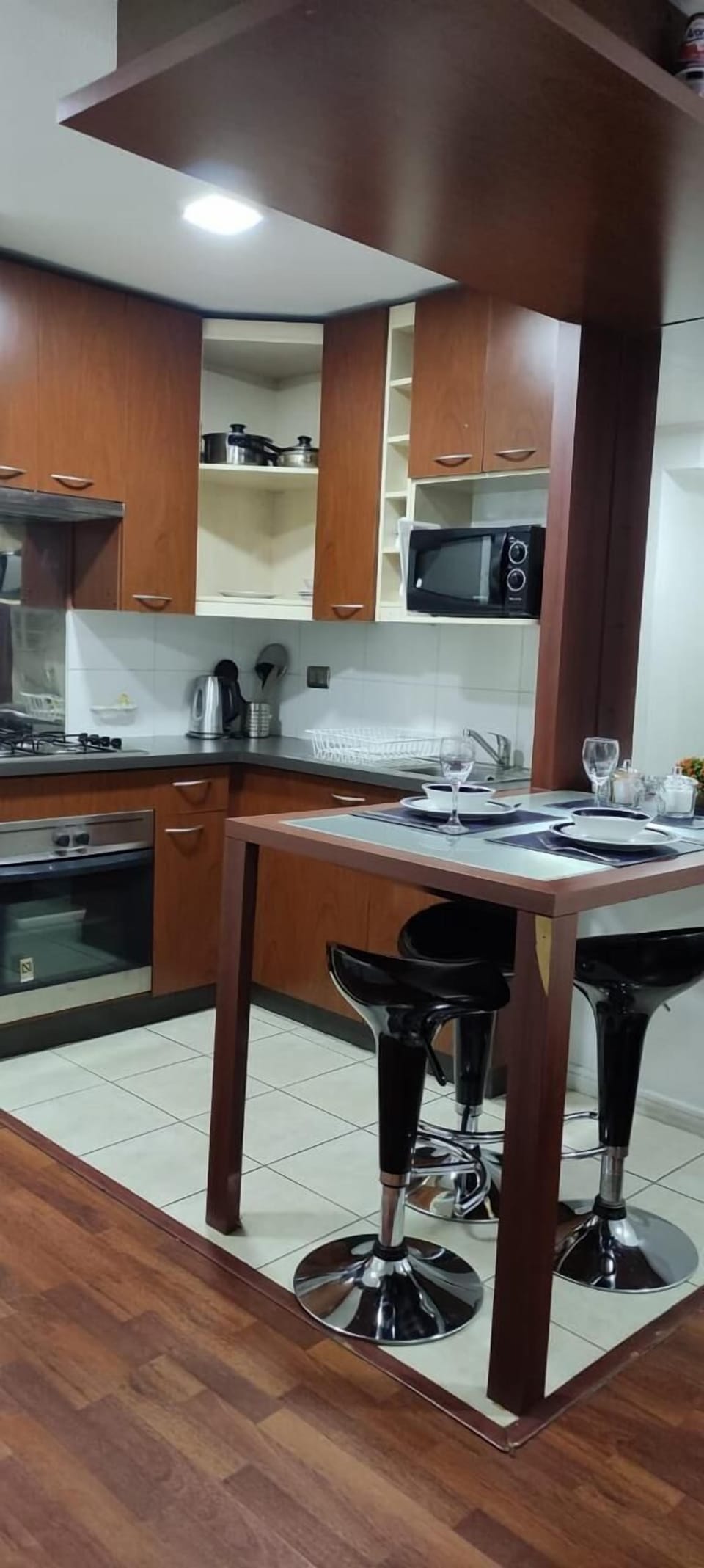 Apartment | Private kitchen | Full-size fridge, microwave, oven, stovetop