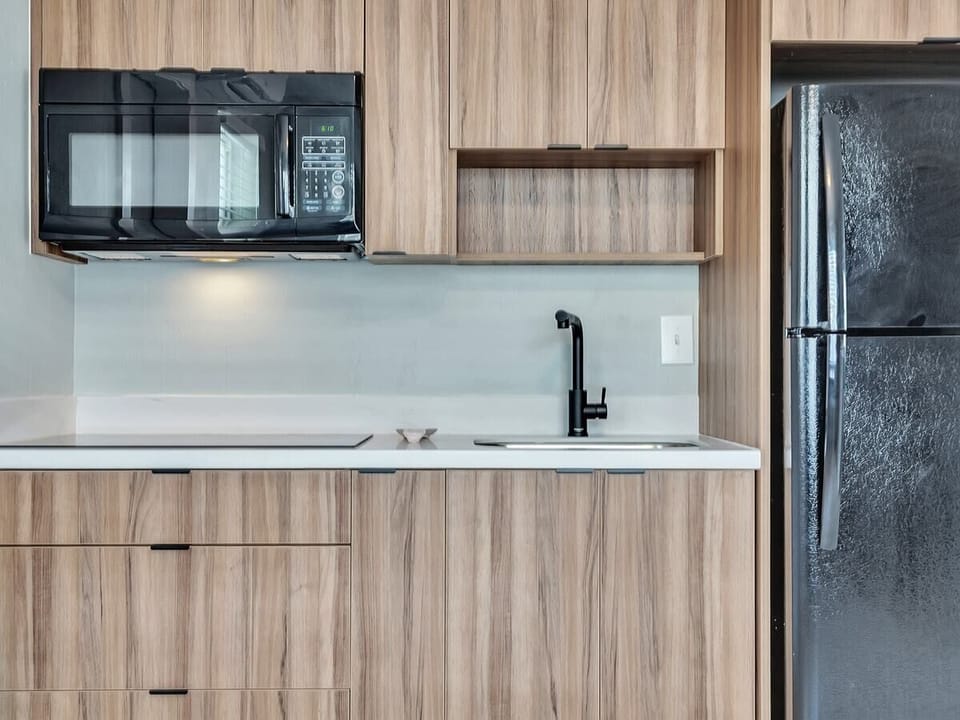 Apartment (1 Bedroom) | Private kitchen | Fridge, microwave, stovetop, electric kettle