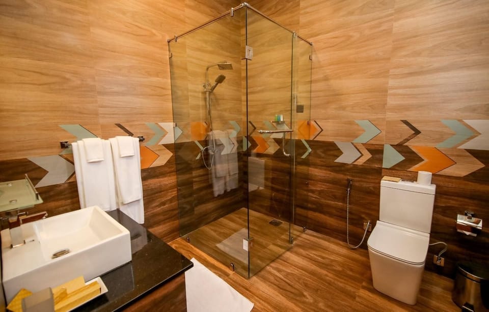 Bidet, soap, shampoo, toilet paper