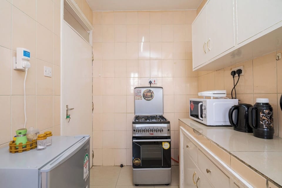 Deluxe Apartment, City View | Private kitchen | Fridge, microwave, cookware/dishes/utensils