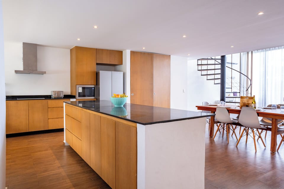 Family Apartment, Balcony, Garden View | Private kitchen | Coffee/tea maker