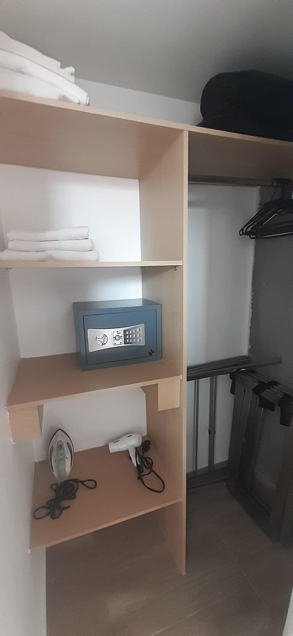 Shower, towels, soap, toilet paper