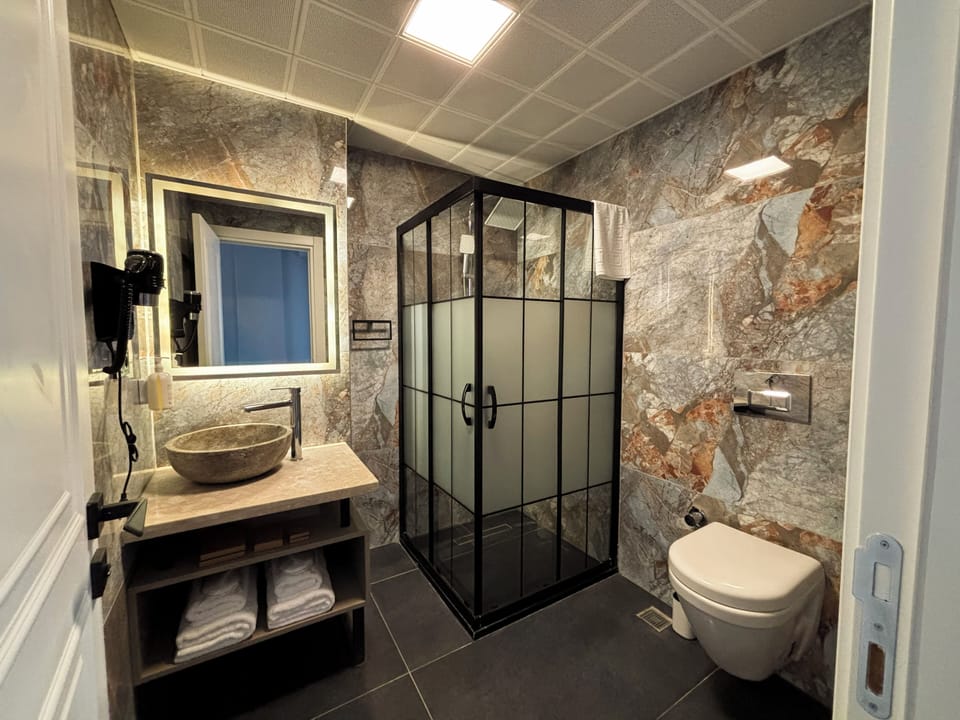 Junior Suite | Bathroom | Shower, hair dryer, towels, soap