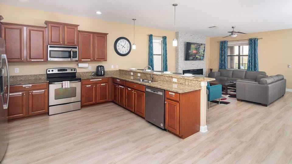 House, Multiple Beds, Pool Access, Pool View (Mickey’s Mansion At Championsgate) | Private kitchen | Fridge, microwave, oven, stovetop