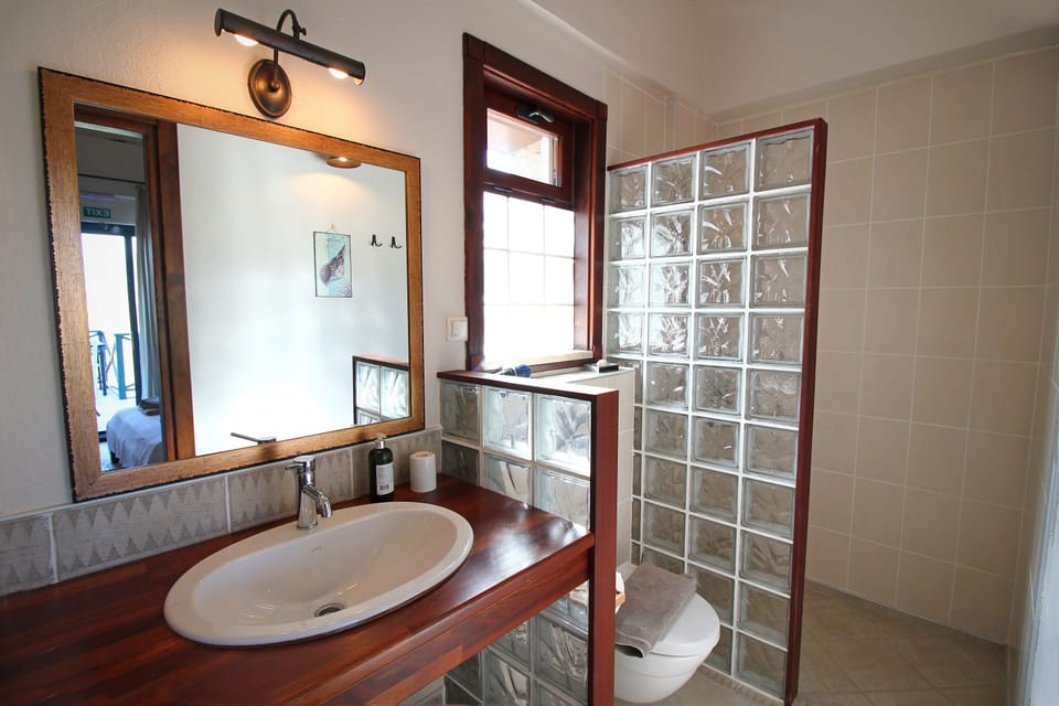 Shower, free toiletries, hair dryer, slippers