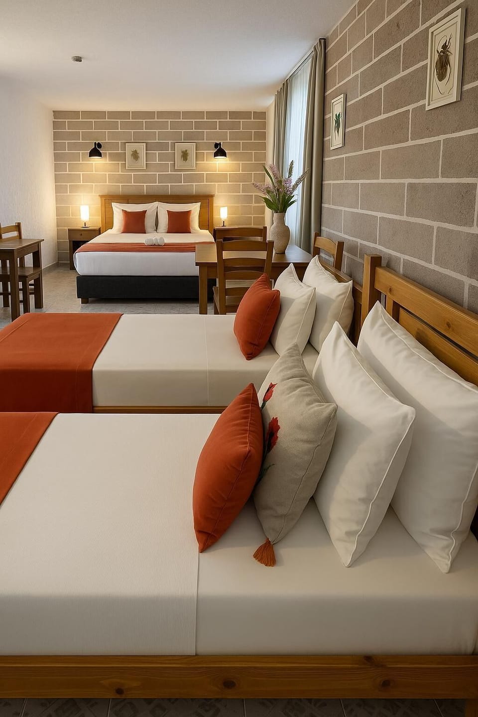 Family Quadruple Room, Private Bathroom | Minibar, laptop workspace, iron/ironing board, free WiFi