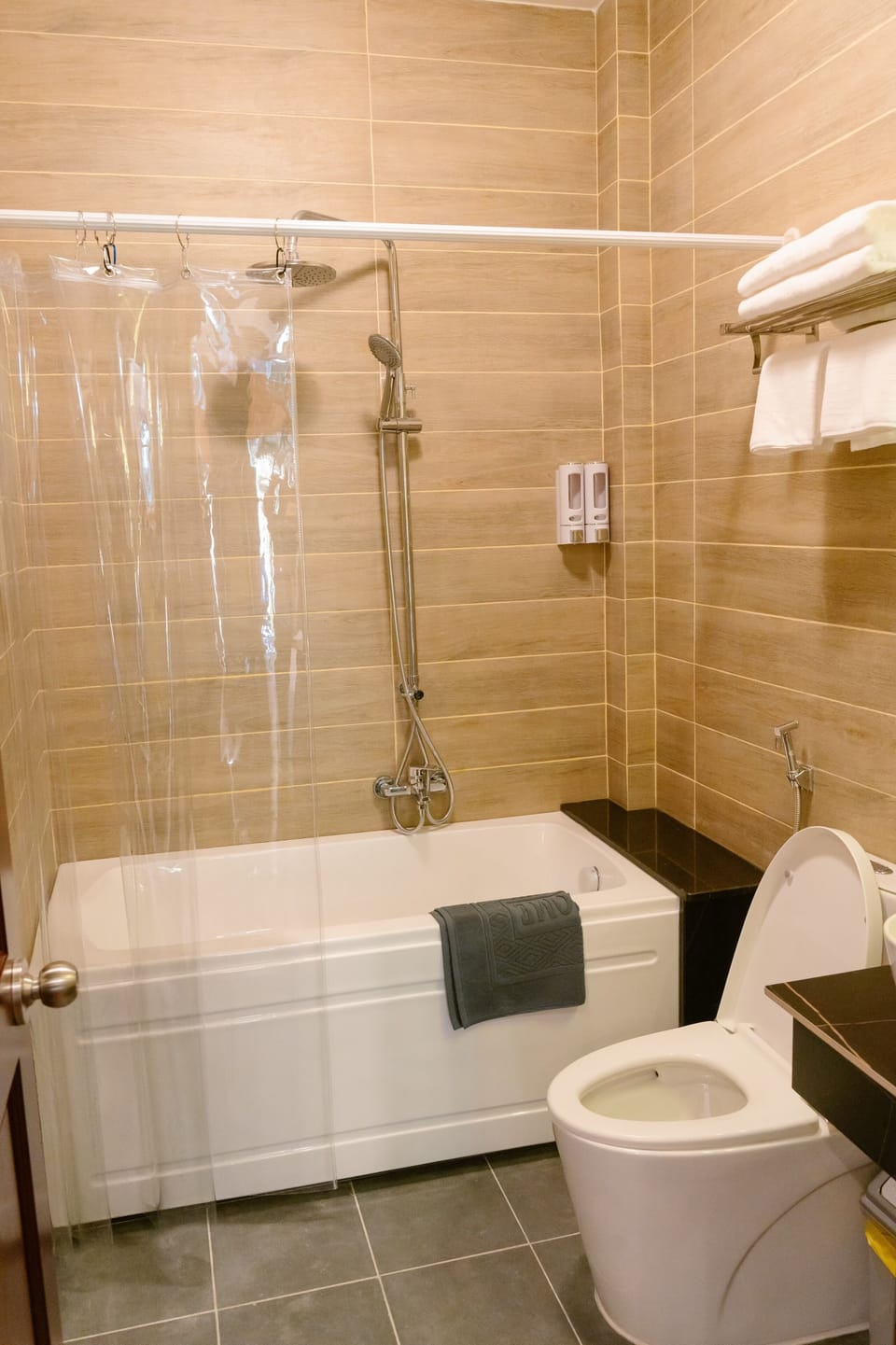 Free toiletries, hair dryer, bidet, towels