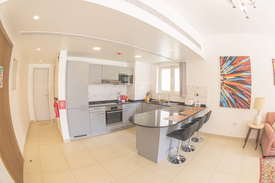 Deluxe Apartment, 1 Double Bed | Private kitchen | Fridge, microwave, oven, dishwasher