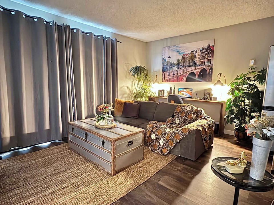 City Condo, Kitchen, Courtyard View | Living area | 55-inch Smart TV with cable channels, fireplace, tablet
