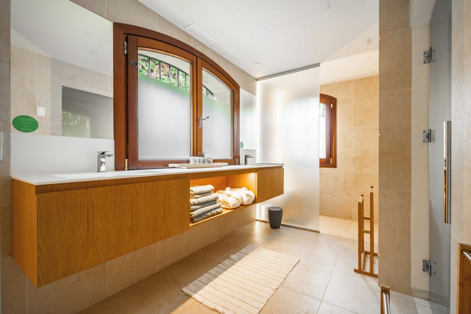 Standard Double Room | Bathroom | Free toiletries, hair dryer, bathrobes, towels