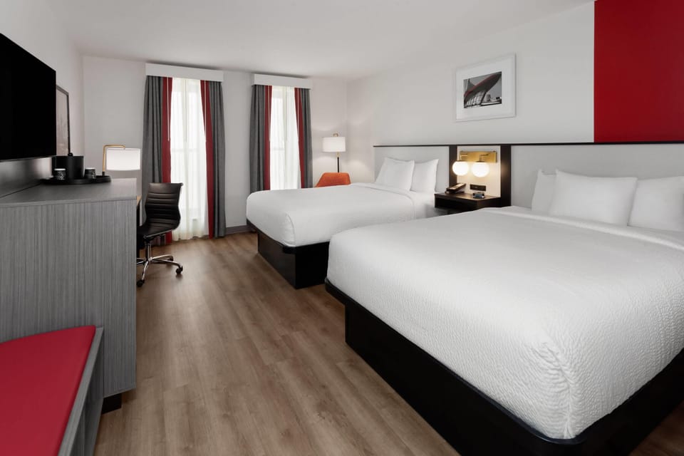 Room, 2 Queen Beds, Non Smoking | In-room safe, desk, blackout drapes, soundproofing