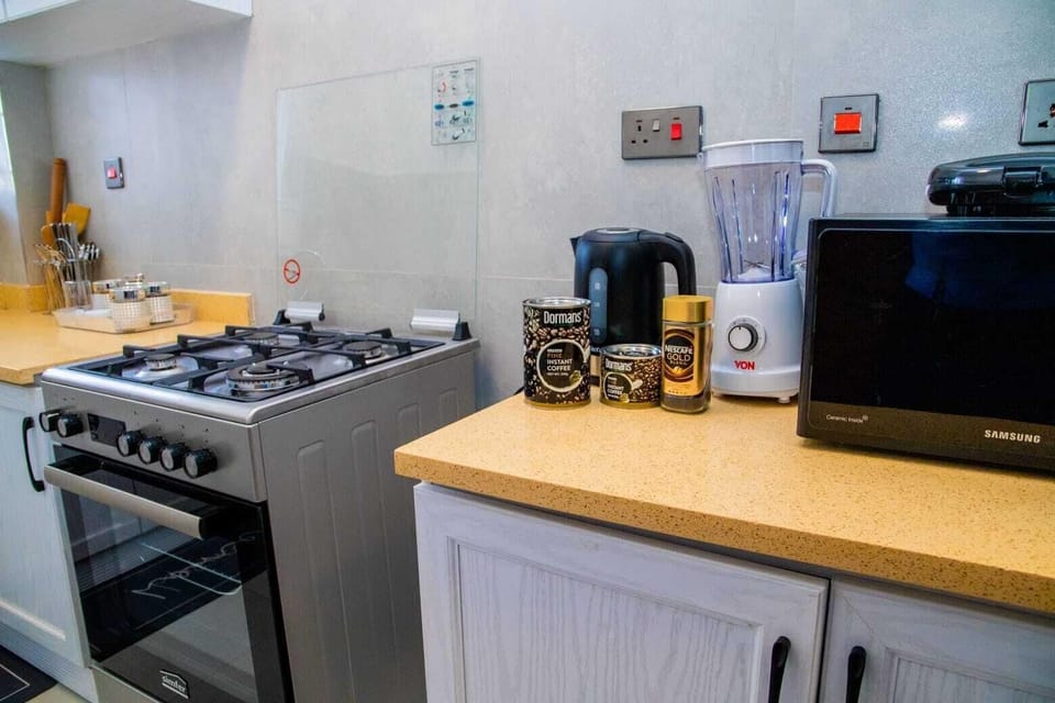 Comfort Apartment, 1 Double Bed, City View | Private kitchen | Fridge, microwave, oven, stovetop