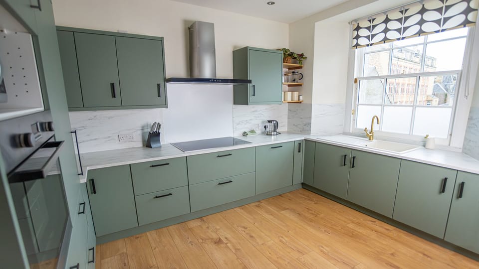 Apartment | Private kitchen | Full-size fridge, microwave, oven, stovetop
