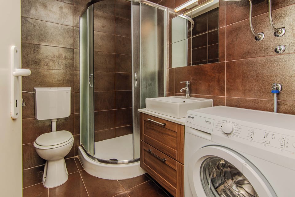 Standard House, Patio, Garden View | Bathroom | Shower, hair dryer, towels