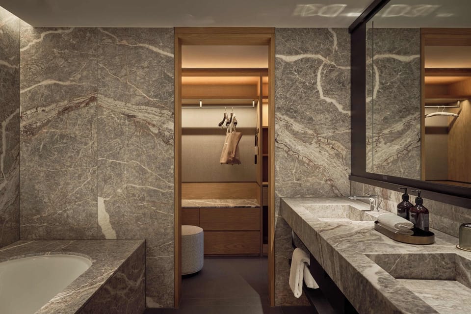 Florentin Terrace Suite | Bathroom | Designer toiletries, hair dryer, bathrobes, slippers