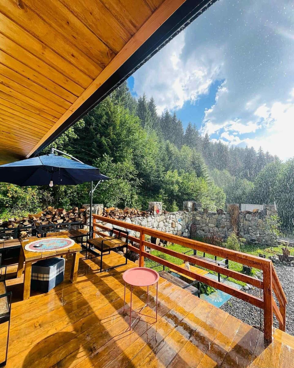 Basic Cabin, Balcony, Garden View | Terrace/patio