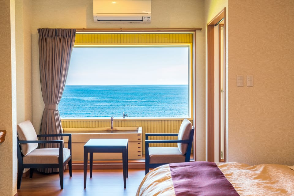 Twin Room(Japanese Western Room) with Open Air Bath | In-room safe, desk, iron/ironing board (on request), WiFi (free)