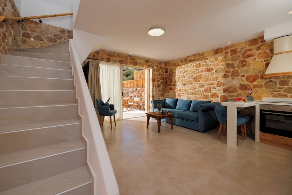 Villa, Sea View | Living area | 40-inch flat-screen TV with digital channels