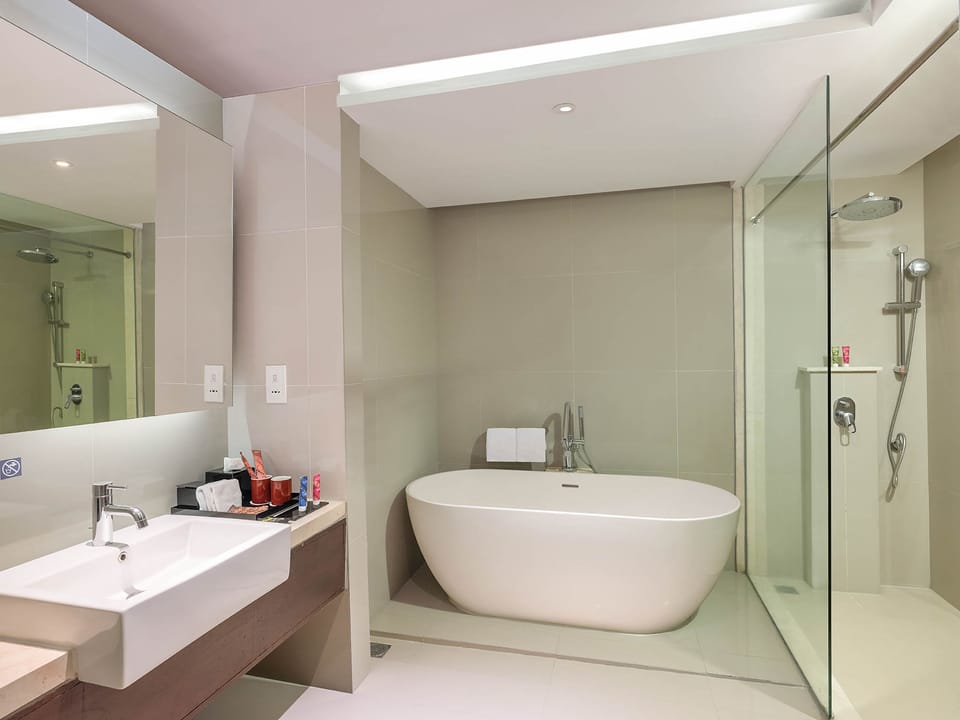 Executive Suite | Bathroom | Free toiletries, hair dryer, slippers, towels