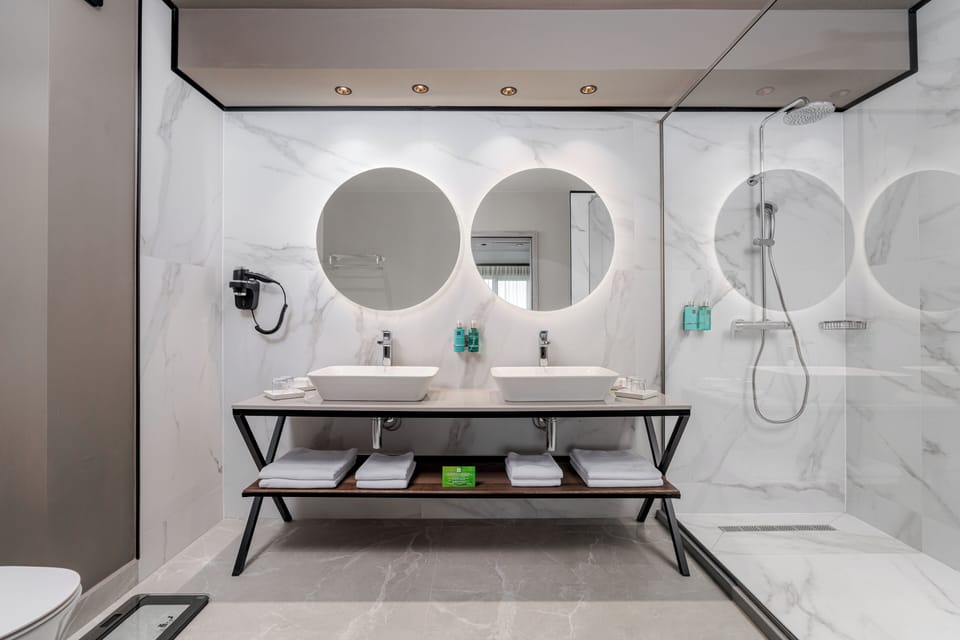 Suite | Bathroom | Shower, rainfall showerhead, eco-friendly toiletries, hair dryer