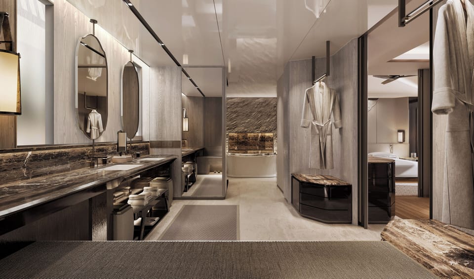 Deluxe Suite, 1 King Bed | Bathroom | Separate tub and shower, rainfall showerhead, free toiletries