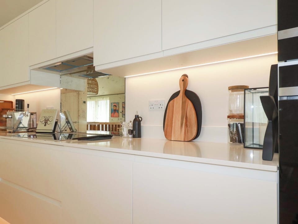 Fridge, dishwasher, toaster, cookware/dishes/utensils