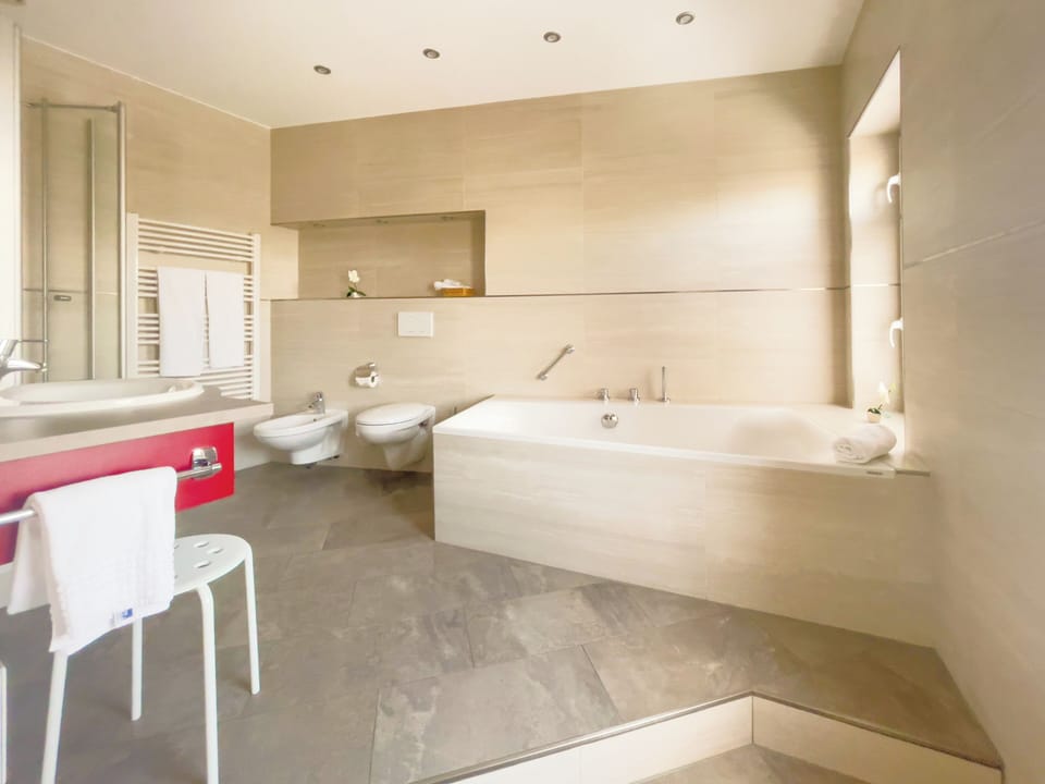 Superior Suite | Bathroom | Shower, hair dryer, towels, soap