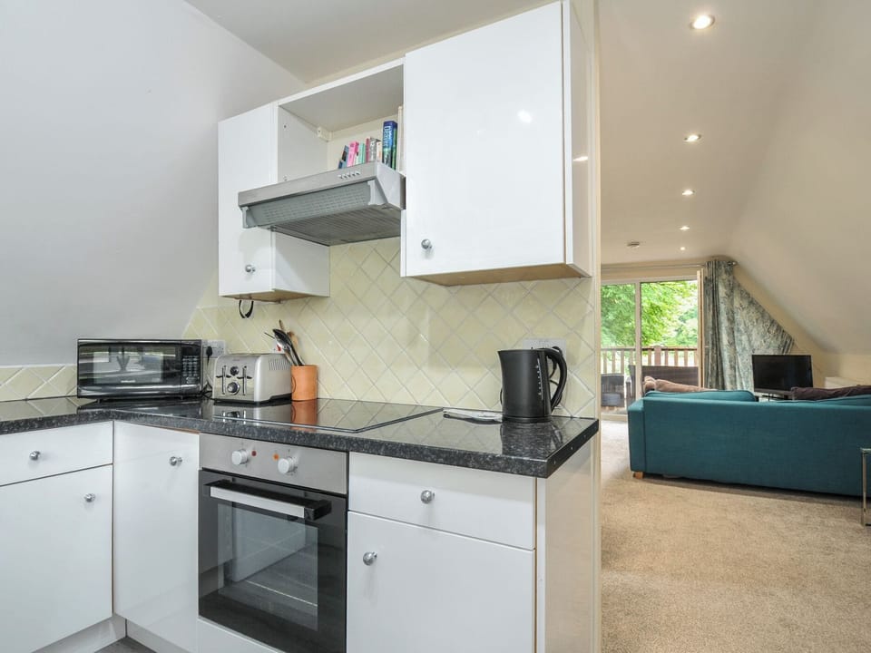 Fridge, microwave, dishwasher, cookware/dishes/utensils